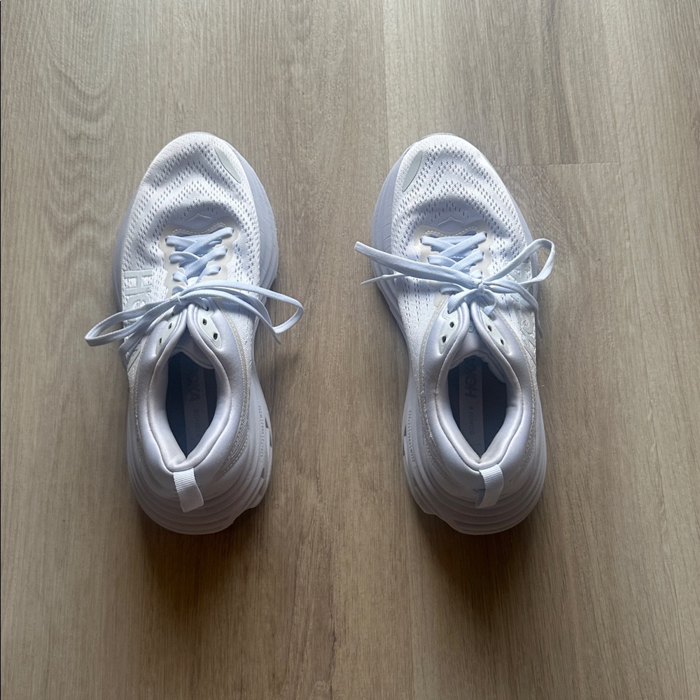 Hoka Bondi 8 White Sneakers
